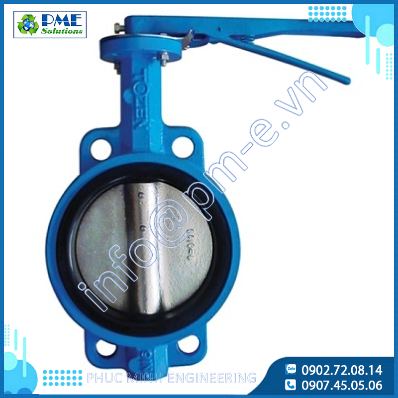 BFV-W - Van bướm dạng kẹp wafer đĩa inox tay gạt