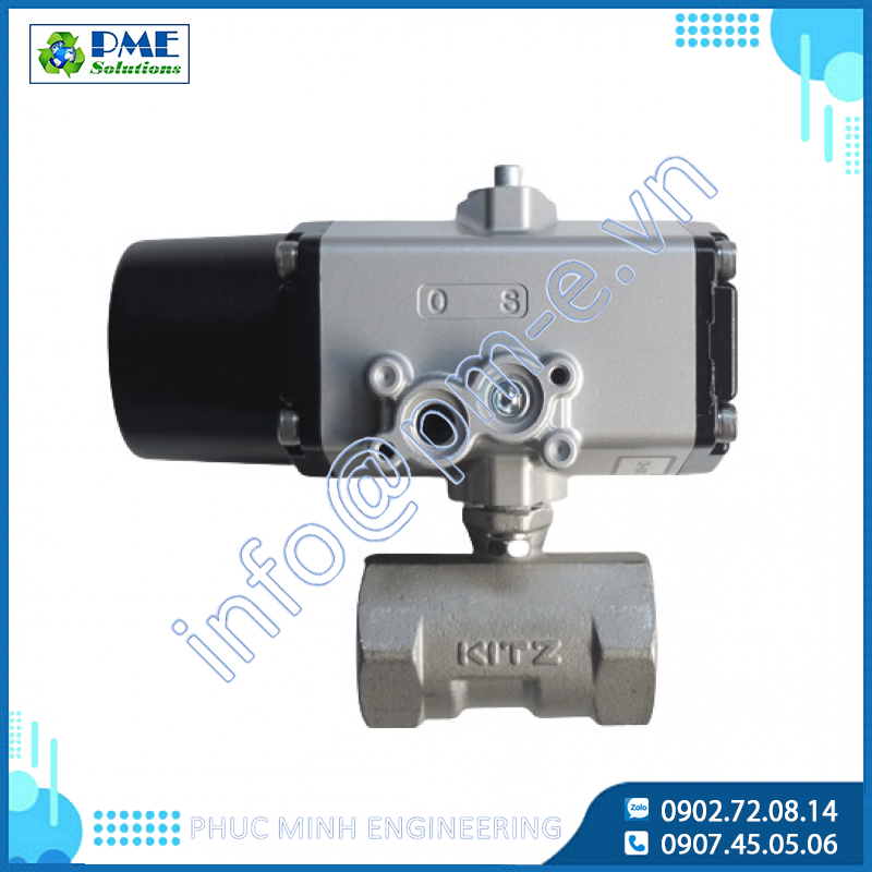 CS-UTE- Van bi điều khiển khí nén KITZ nối ren BSPT