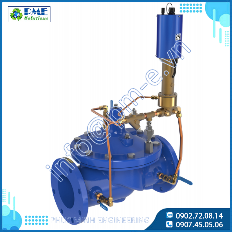 350-07 & 3650-07 - Van kiểm soát duy trì áp suất điện tử với đường vòng thủ công Cla-Val