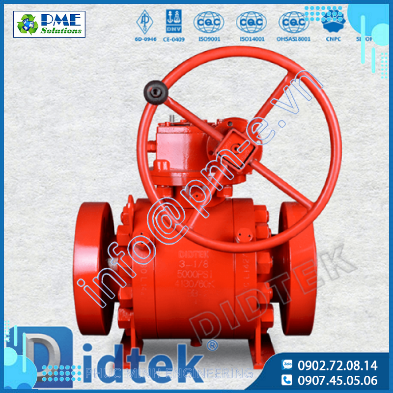 Van bi thép rèn dạng Trunnion với đệm kim loại hiệu Didtek