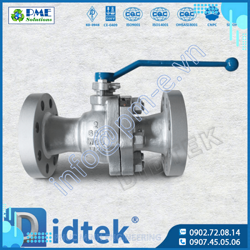 Van bi thép đúc dạng floating với đệm kim loại hiệu Didtek