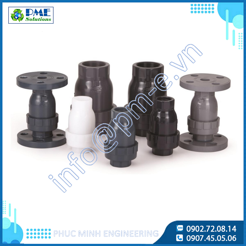 BALL CHECK VALVE – Van một chiều PVC, CPVC, PP, PVDF chống dòng ngược cho hệ hóa chất & nước