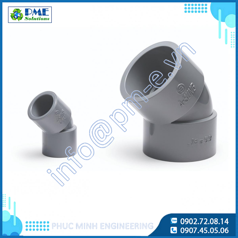 CPVC Elbow 45˚ Asung Hàn Quốc – Phụ Kiện Ống Nhựa Chịu Nhiệt & Áp Lực Cao