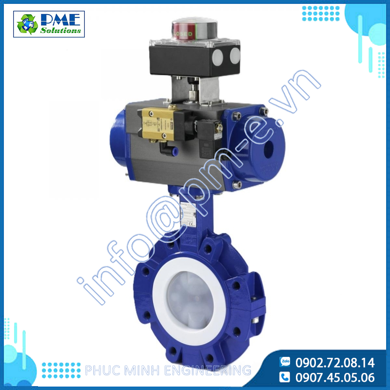 Swissfluid Pneumatic Butterfly Valve SBP PFA Lined | Automatic Corrosion-Resistant Flow Control