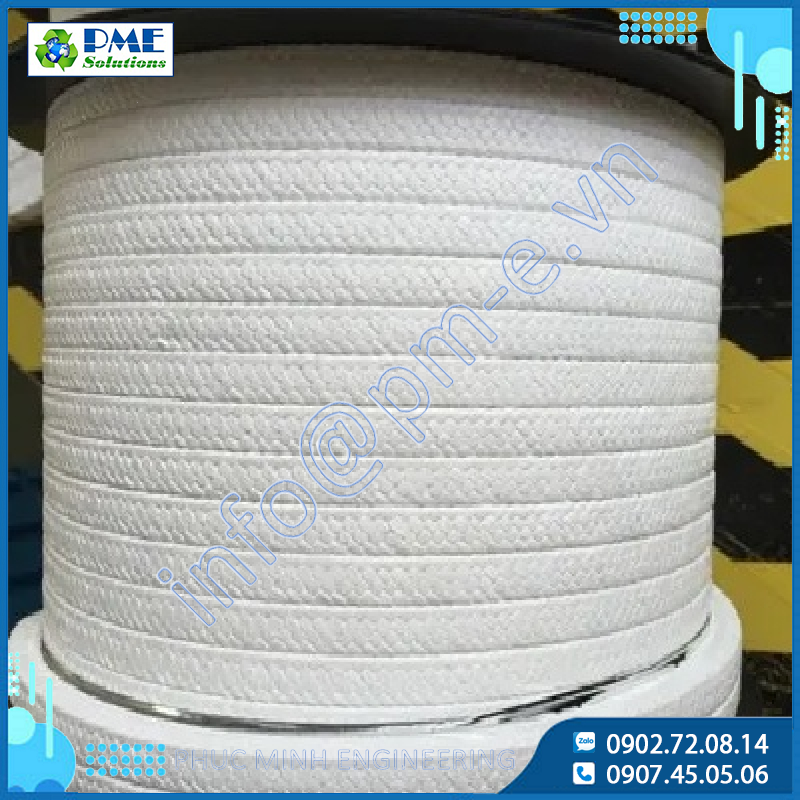 Dây Tết Chèn PTFE Nguyên Chất Không Dầu (Pure PTFE Packing) Cho Van, Bơm Và Máy Khuấy
